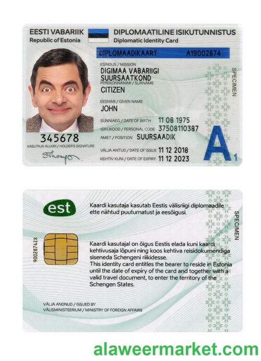 Estonia diplomatic ID card 2018-present